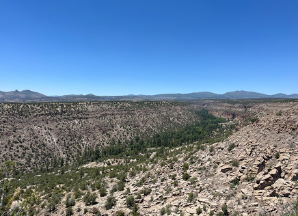 Looking out over Frijole Canyon