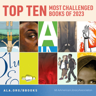 Top Ten Most Challenged Books of 2023 (partial book covers)