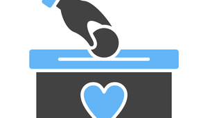 icon of a hand putting a coin into a box with a heart on the box