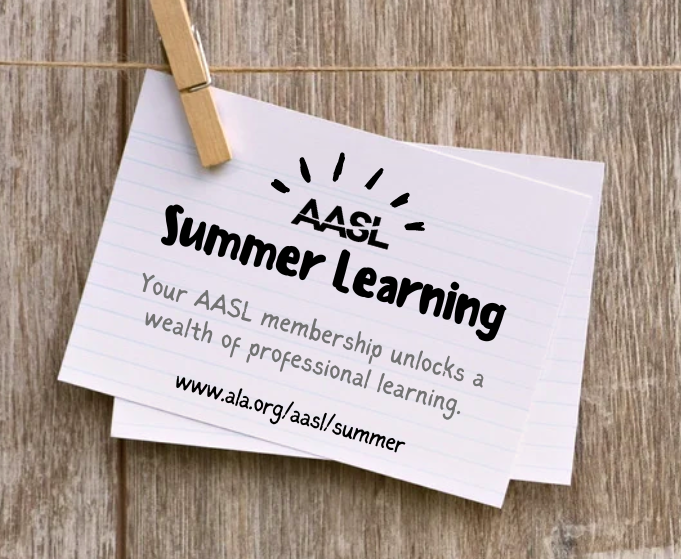 AASL Summer Learning - Notecard hanging on a string by a clothespin