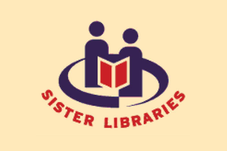 logo depicting two figures holding a book