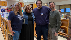 Arlene Laverde, School Librarian, and Charlene Levi, Joshua Krinsky, and Chris Morrison, History Teachers