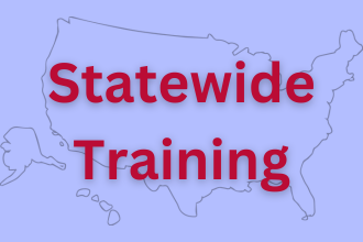 outline of United States with the words statewide training